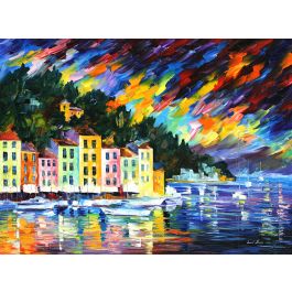 Portofino Painting on Canvas, Original Art, Oil Painting, 2024 Italy Painting, Impres